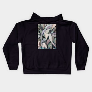 Silver Eucalypt Leaves by Leah Gay Kids Hoodie